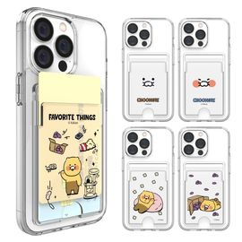 [S2B] Kakao Friends CHOONSIK Cartoon clear Reinforced Double Card Case-Smartphone Card Storage Pocket iPhone Galaxy Case-Made in Korea